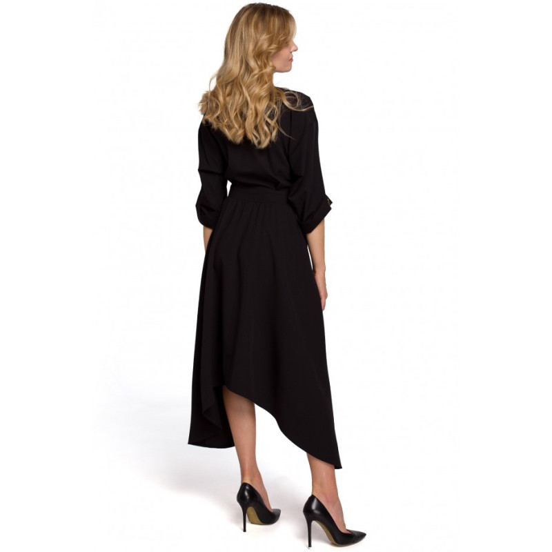 K086 Midi lenght dress with decorative buttons - black 2
