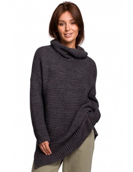 BK047 Oversized pullover turtleneck sweater - anthracite
