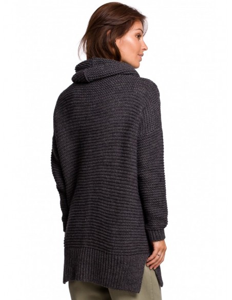 BK047 Oversized pullover turtleneck sweater - anthracite