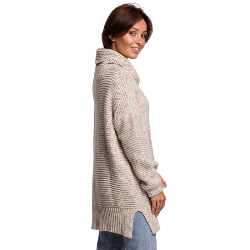 BK047 Oversized pullover turtleneck sweater - beige 2