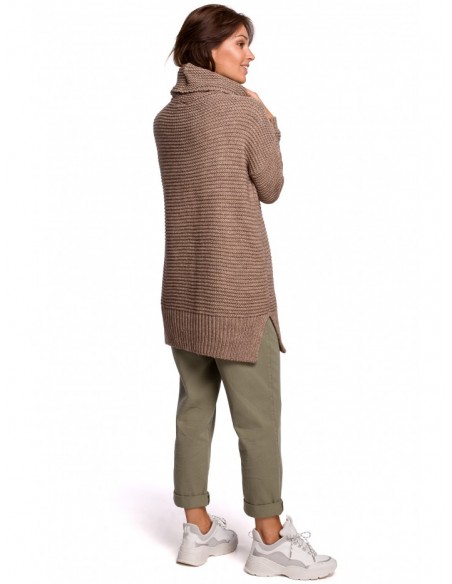 BK047 Oversized pullover turtleneck sweater - cappuccino