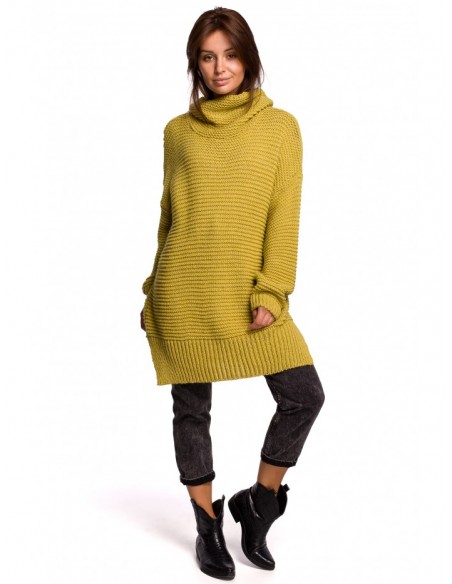 BK047 Oversized pullover turtleneck sweater - lime