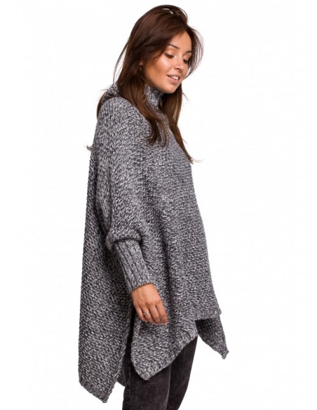 BK049 Split side poncho - anthracite