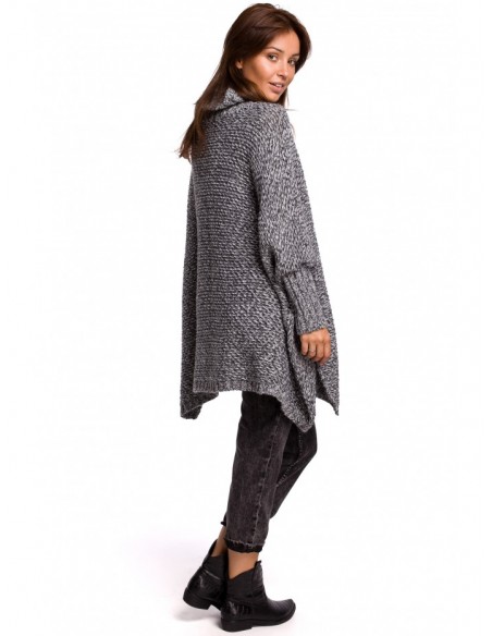 BK049 Split side poncho - anthracite