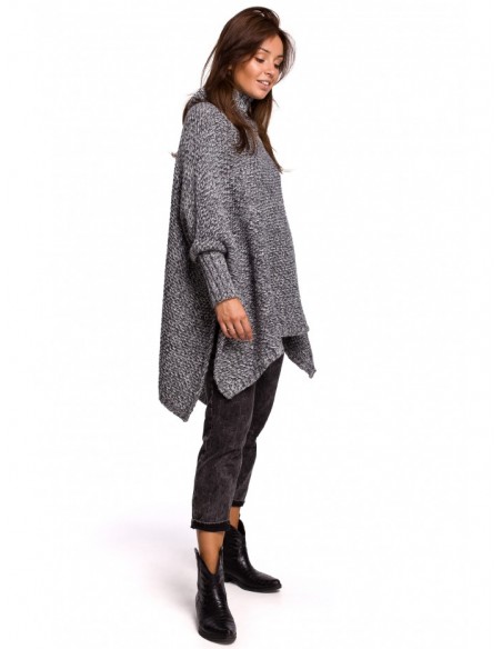 BK049 Split side poncho - anthracite