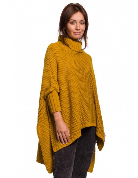 BK049 Split side poncho - honey