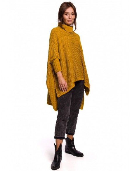 BK049 Split side poncho - honey