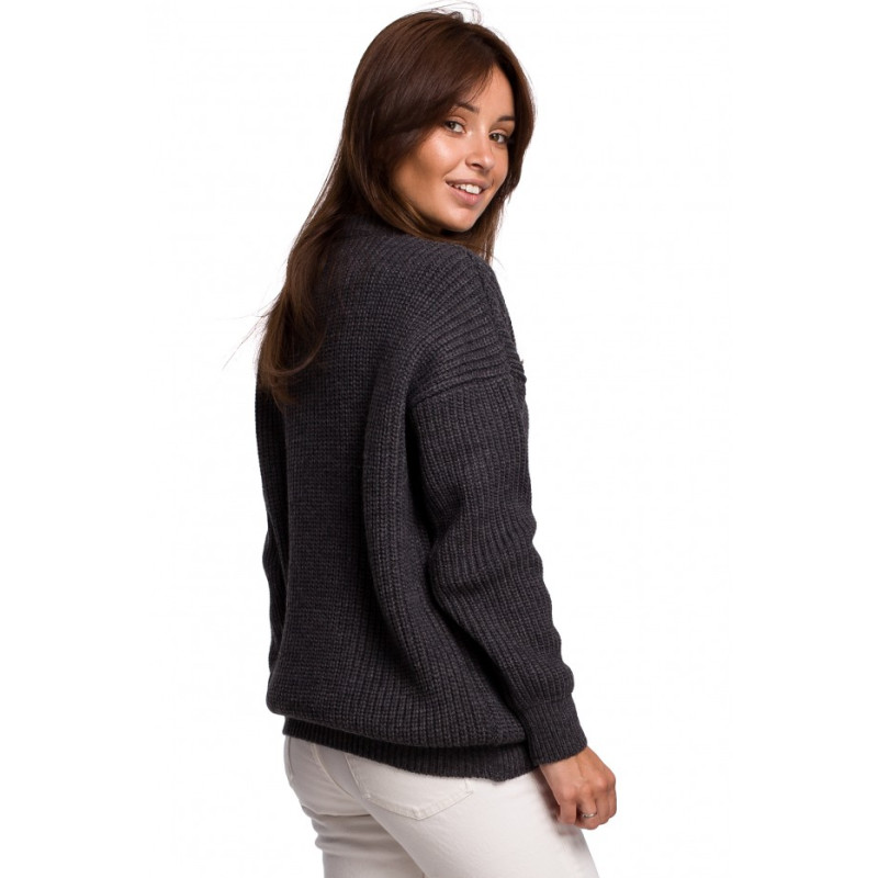 BK052 Ribbed knit pullover sweater - graphite 2