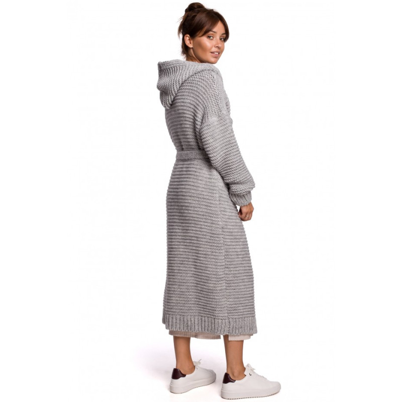BK054 Long hooded cardigan - grey 2