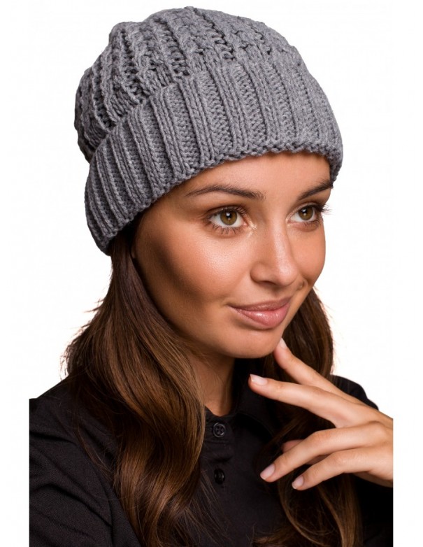 BK057 Cable knit beanie - grey