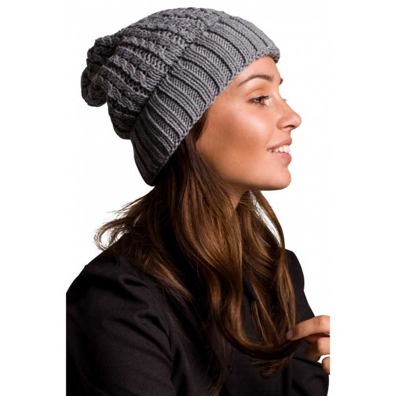 BK057 Cable knit beanie - grey 2