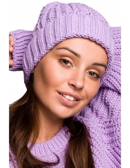 BK057 Cable knit beanie - lavender