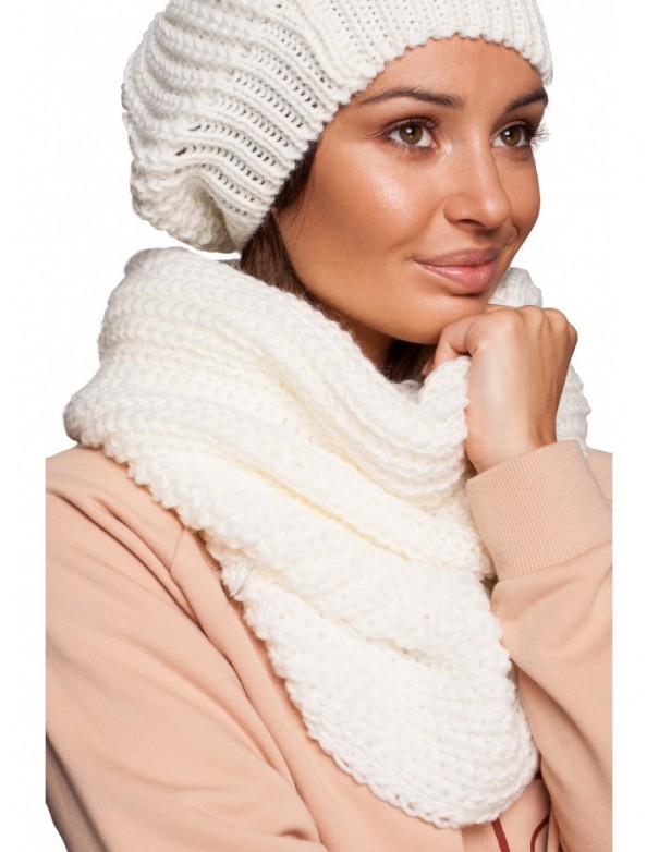 BK061 Oversized ribbed knitted snood - ecru