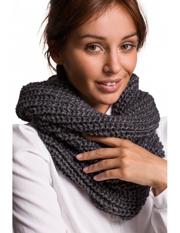 BK061 Oversized ribbed knitted snood - graphite