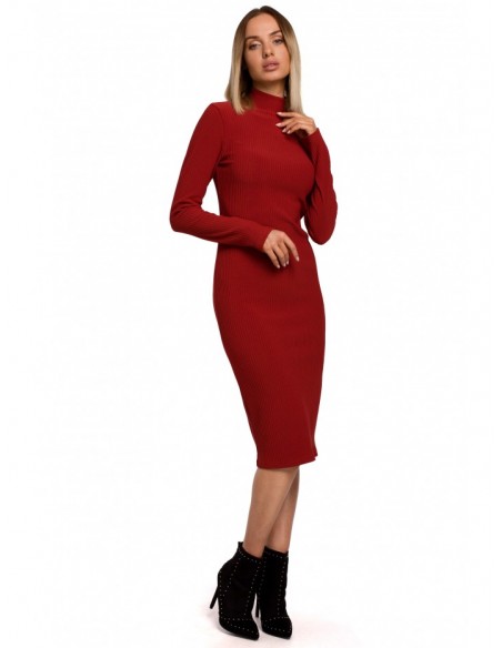 M542 Turtleneck knit dress - brick red