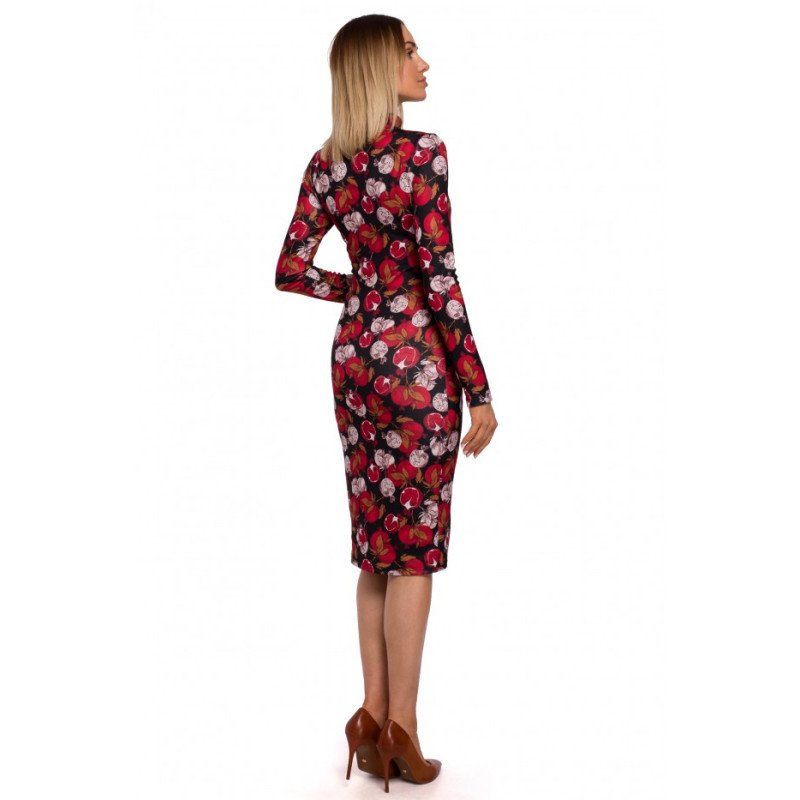 M543 Print dress with turtleneck - model 1 2
