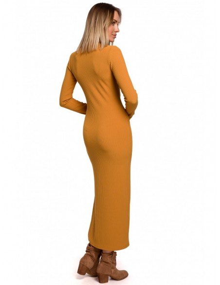 M544 Maxi dress with a leg split - dark yellow