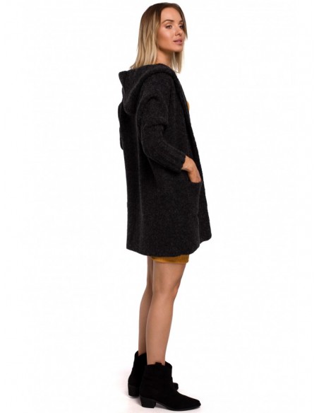 M556 Chunky knit hooded cardigan - anthracite