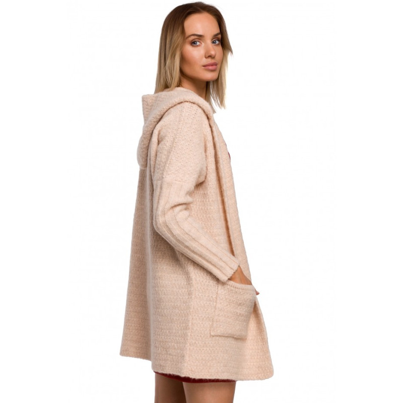 M556 Chunky knit hooded cardigan - beige 2