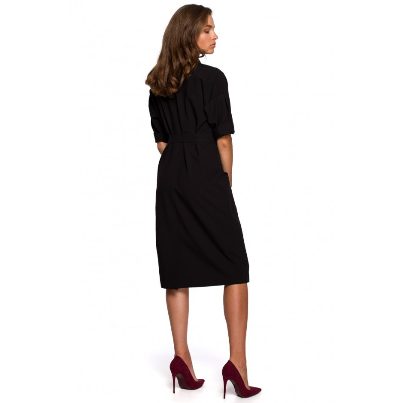 S230 Midi shirt dress with patch pockets - black 2
