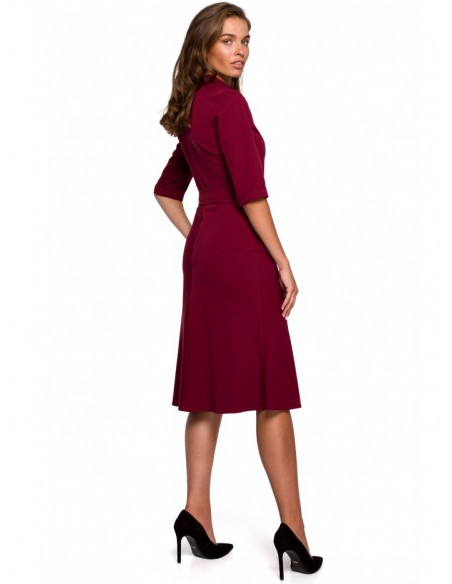 S230 Midi shirt dress with patch pockets - maroon