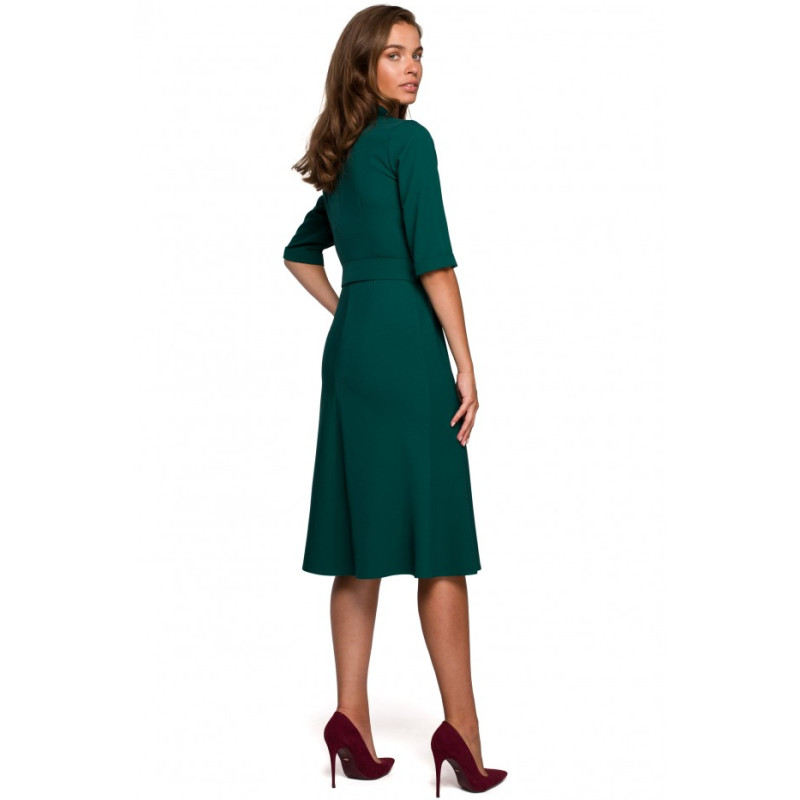S231 Collar dres with a buckle belt - green 2