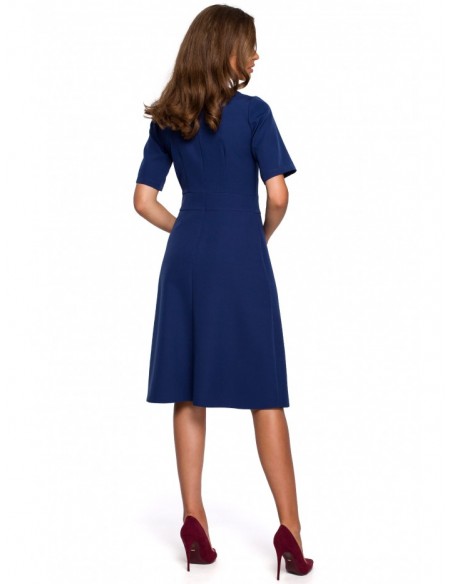 S240 Wrap front dress - navy blue