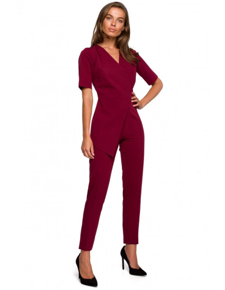 S241 One-piece jumpsuit with a double front - maroon S241 One-piece jumpsuit with a double front - maroon