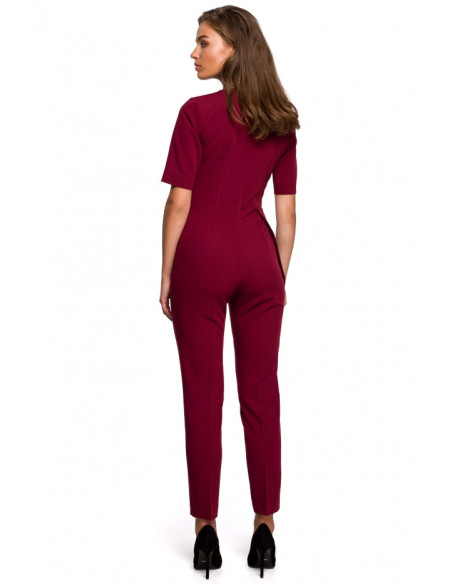 S241 One-piece jumpsuit with a double front - maroon S241 One-piece jumpsuit with a double front - maroon