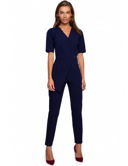 S241 One-piece jumpsuit with a double front - navy blue
