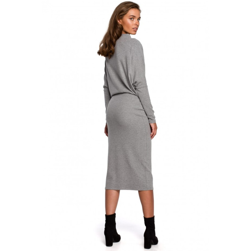 S245 Knit dress with draped neckline - grey 2