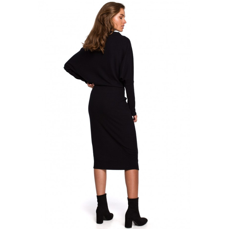 S245 Knit dress with draped neckline - black 2