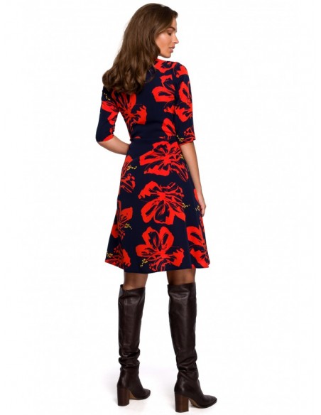 S247 Wrap fit and flare dress with print - model 1