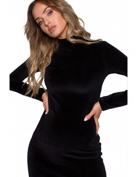 M558 Velvet Turtleneck Mini Dress - black