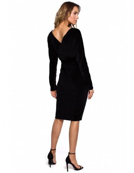 M561 Velvet Wrap Top Dress - black