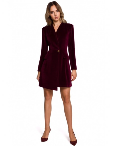 M562 Velvet Blazer Dress - maroon