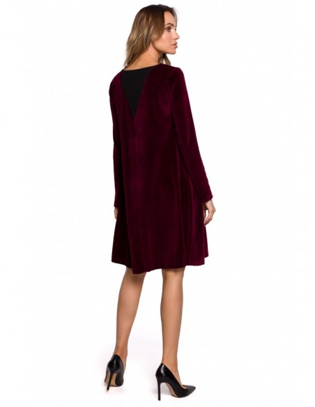 M566 Velvet Relaxed Fit Dress - maroon