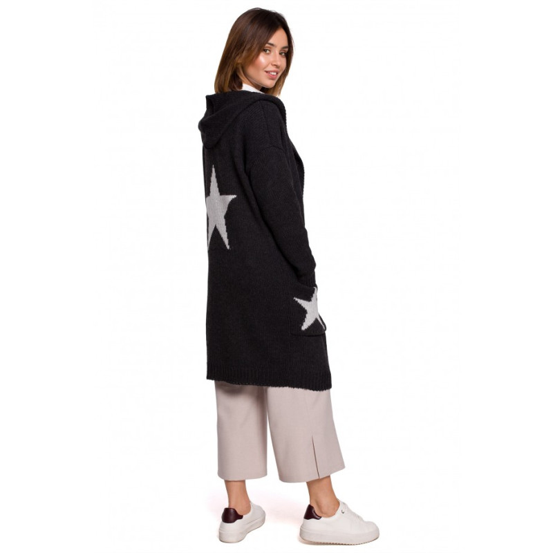 BK063 Star motif cardigan - graphite 2