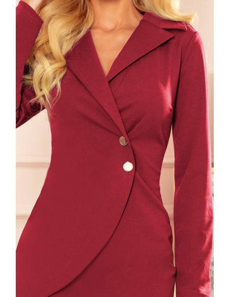  340-3 Assumed dress with buttons and a collar - Burgundy color 