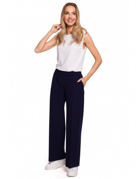 M570 Creased Leg Trousers - navy blue