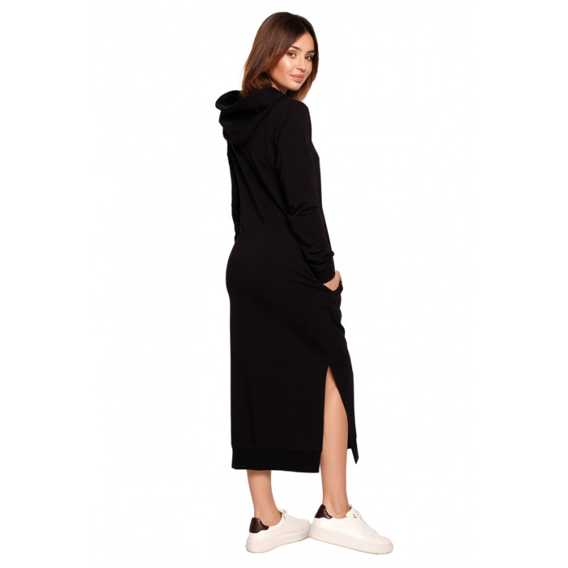 B197 Midi Dress With A Hood - black 2