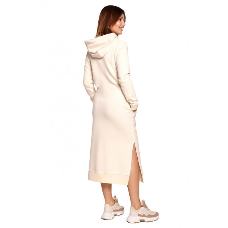 B197 Midi Dress With A Hood - cream 2