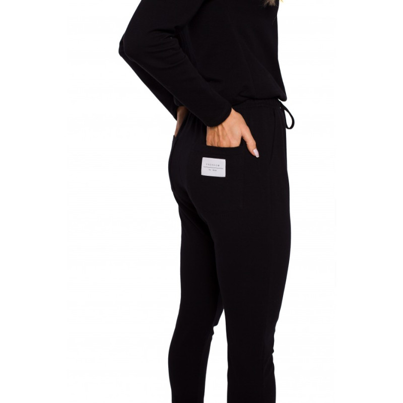 M583 Knit Jumpsuit With A Patch Pocket - black 2