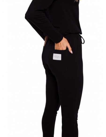 M583 Knit Jumpsuit With A Patch Pocket - black