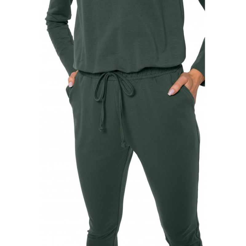 M583 Knit Jumpsuit With A Patch Pocket - military green 2