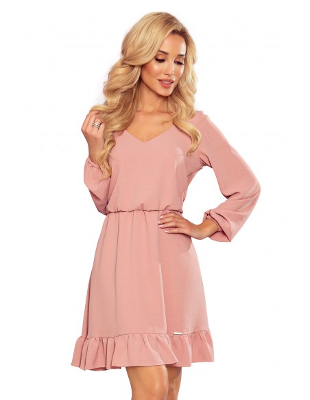  295-5 BAKARI flimsy dress with a neckline - dirty pink 