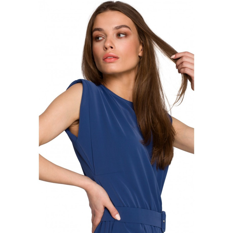 S259 Sleeveless jumpsuit with padded shoulders - blue 2