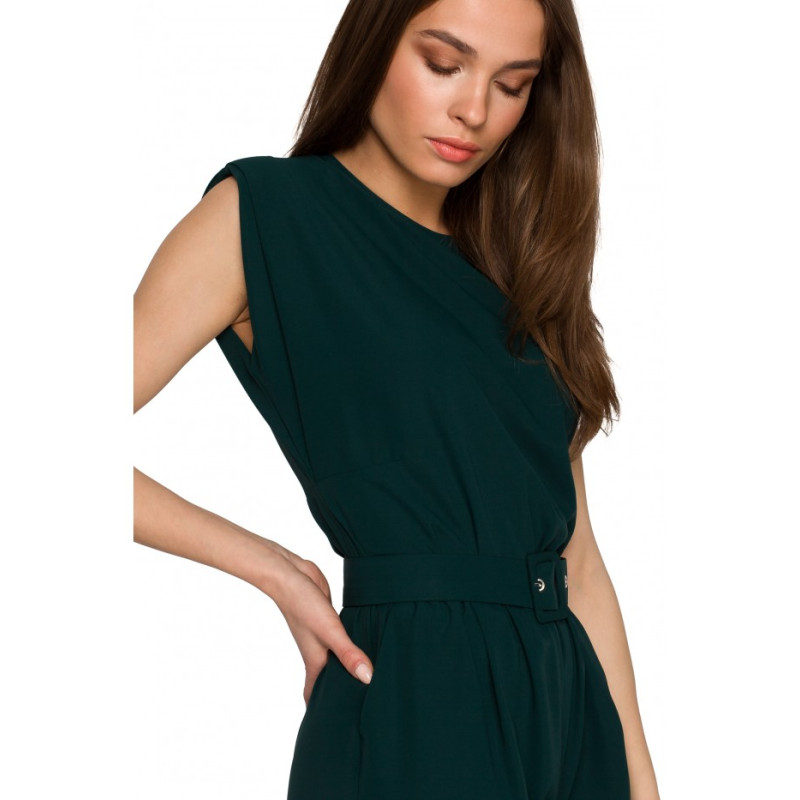 S259 Sleeveless jumpsuit with padded shoulders - green 2