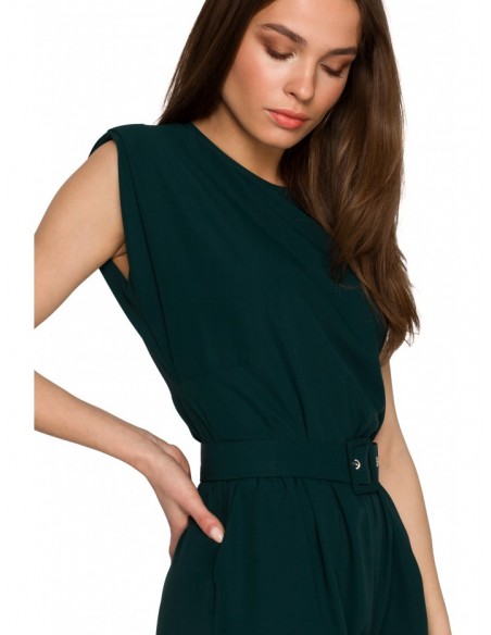 S259 Sleeveless jumpsuit with padded shoulders - green