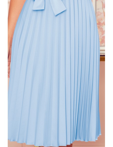  311-8 LILA Pleated dress with short sleeves - bright blue 